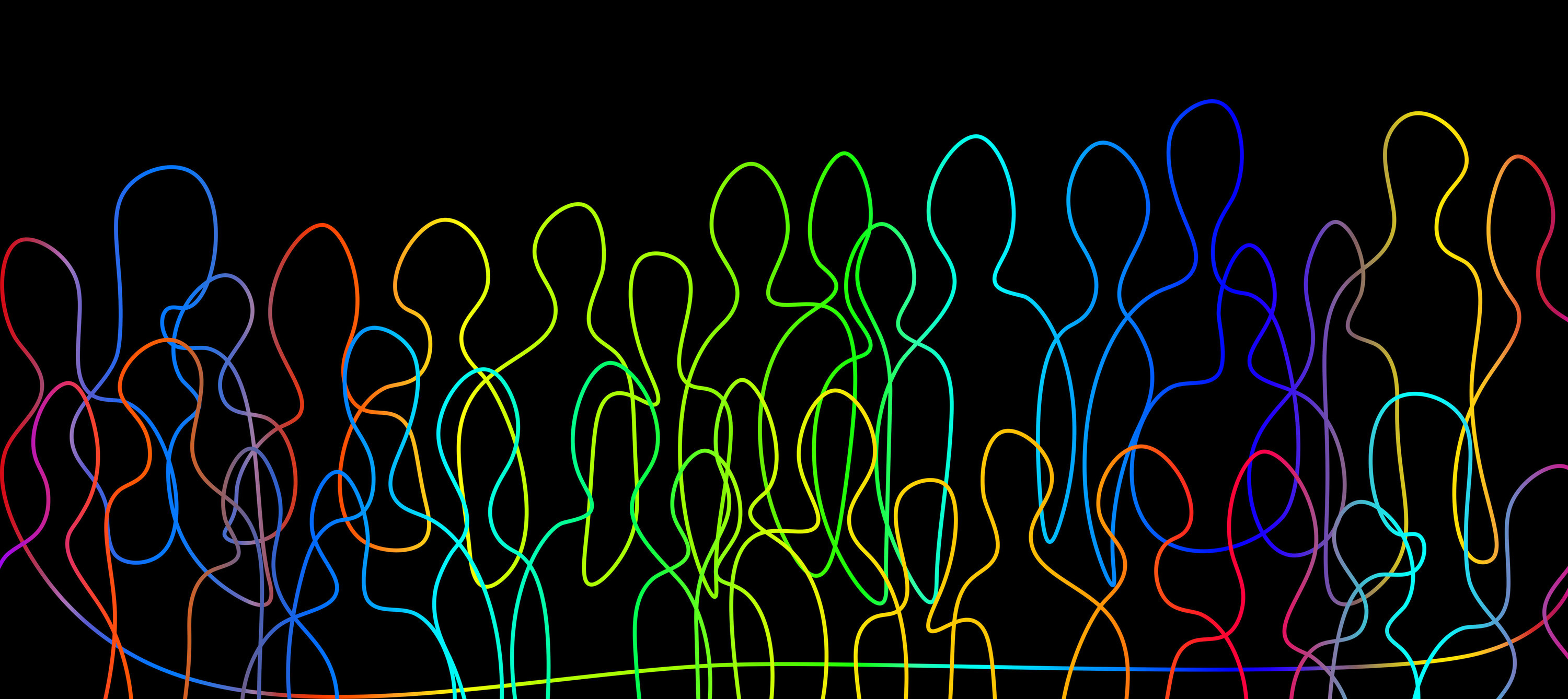 illustration of people made with differently colored lines