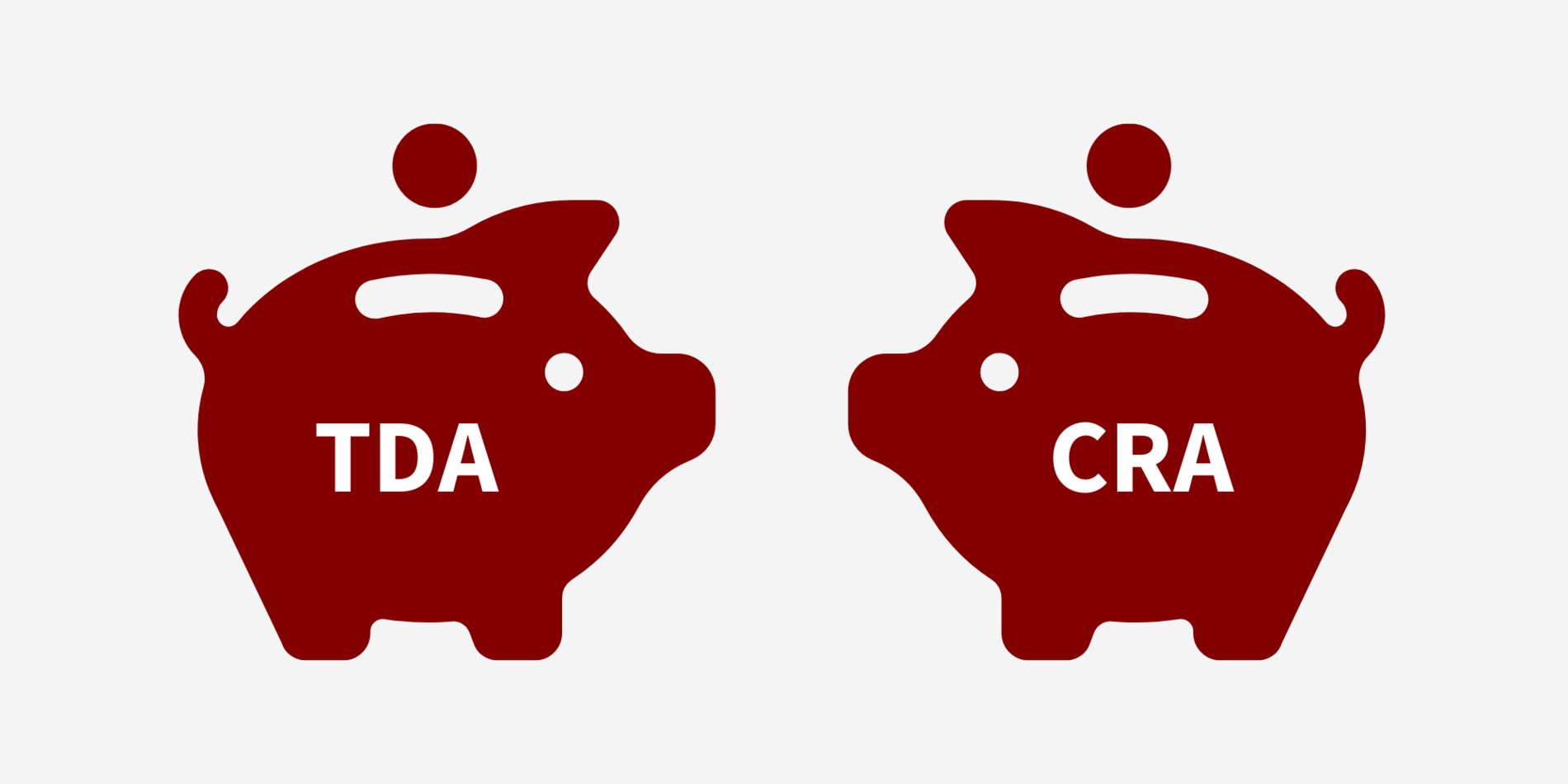Piggy banks with TDA and CRA on them