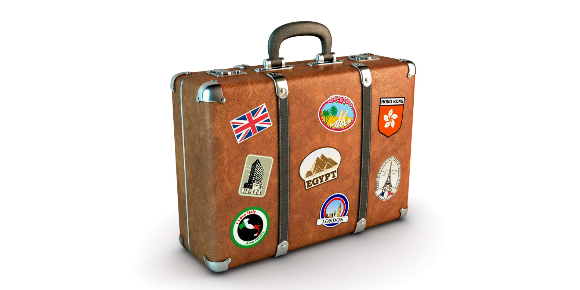 suitcase with travel stickers