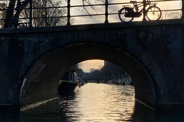Amsterdam canal during sunset