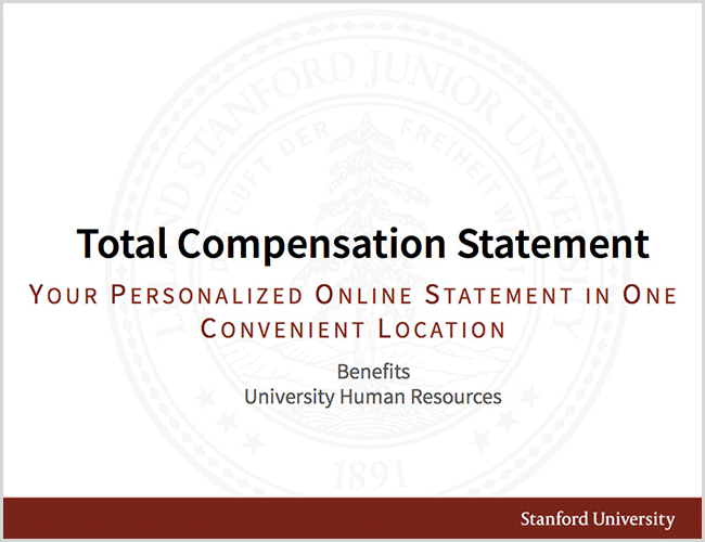 Presentation slide that says "Total Compensation Statement" 