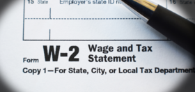 W-2 Tax Form Document Close Up With Black Frame